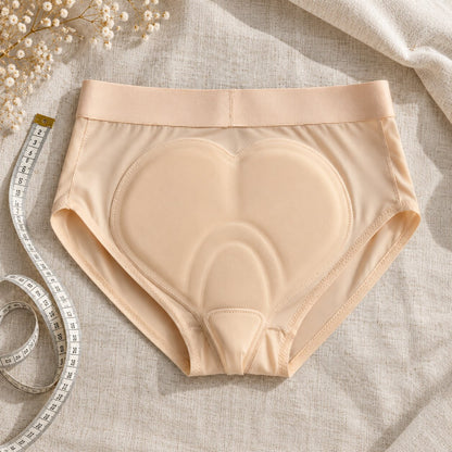 Riderie padded riding underwear turned inside out, showing the pad wide at the back and narrow in front